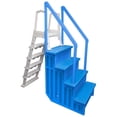 thumbnail image 1 of Aqua Select Blue Anti-Slip Pool Steps with Blue Steps and White Outside Flip-up Safety Ladder, 48-54"H, 1 of 6