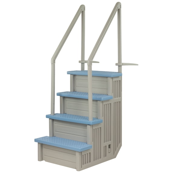H Pool Step Aqua Select Cloud Gray Anti-Slip In-Pool Steps with Tranquil Blue Steps ...