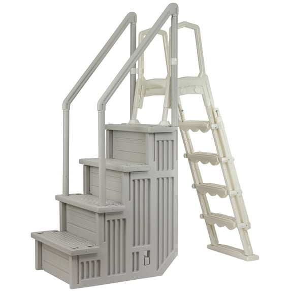 H Pool Step Aqua Select Cloud Gray Anti-Slip Pool Steps with Cloud Gray Steps and ...