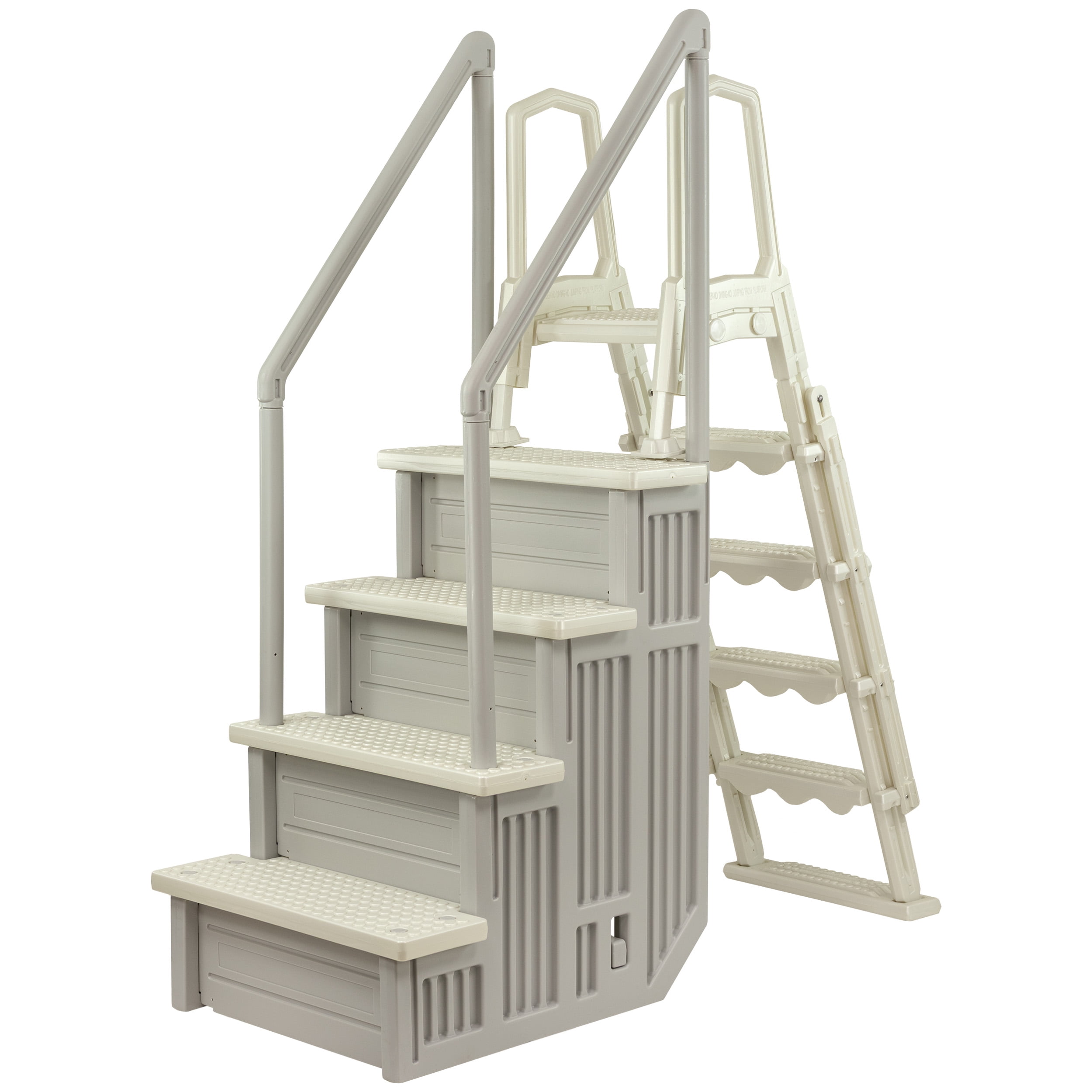 H Pool Step Aqua Select Cloud Gray Anti-Slip Pool Steps with Pearl White Steps and ...