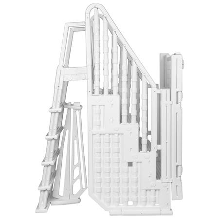Aqua Select Everest Entry Step System, Above Ground Pool Step, 350 Lb Capacity, White Steps
