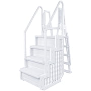 Aqua Select White Everest Swimming Pool Step and Outside Flip up Ladder System, White Steps