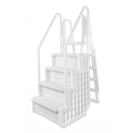 Aqua Select Everest Swimming Pool Step and Outside Flip up Ladder System, White Steps