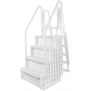 Aqua Select Everest Swimming Pool Step and Outside Flip up Ladder System, White Steps