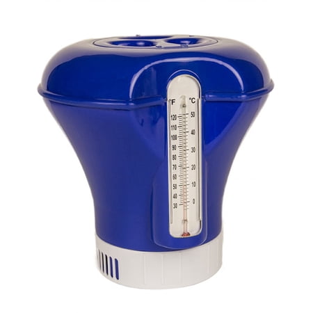 Aqua Select Floating Chlorinator with Built-In Thermometer For 3" Tabs - Blue