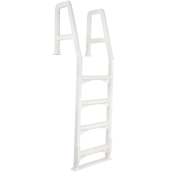 Aqua Select Heavy-Duty Resin In Pool Deck Ladder, White with Squared Handles