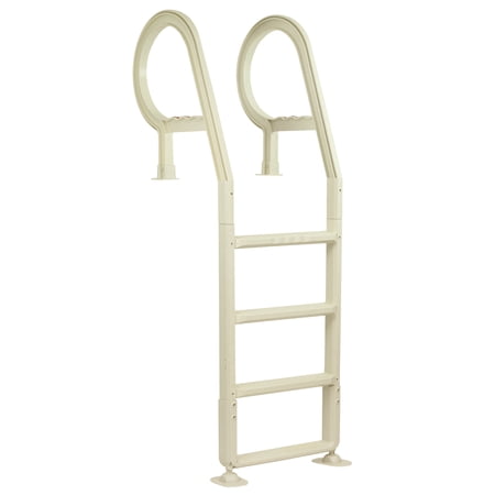 Aqua Select Heavy-Duty Resin In Pool Deck Ladder, White with Rounded Handles