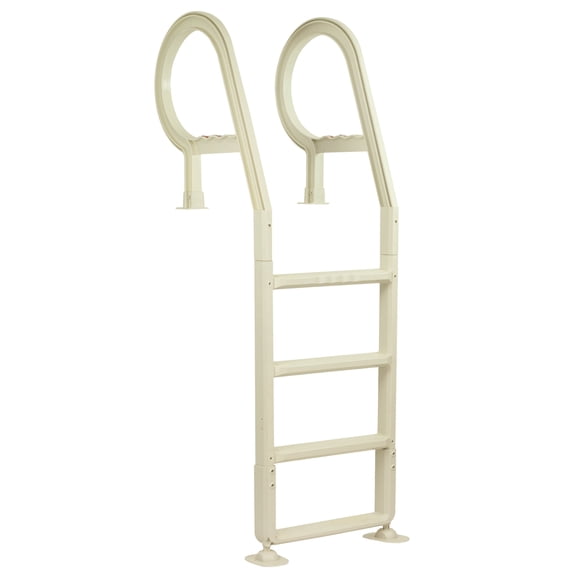 Aqua Select Heavy-Duty Resin In Pool Deck Ladder, White with Rounded Handles
