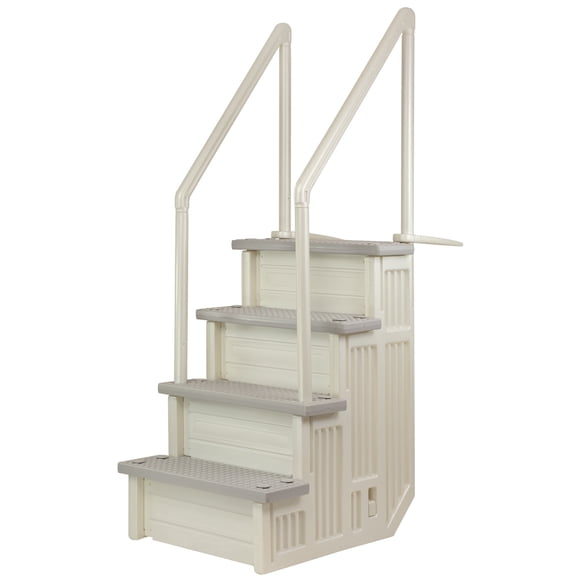 Aqua Select Pearl White Anti-Slip In-Pool Steps with Cloud Gray Steps for Above Ground Pools 48-54" H