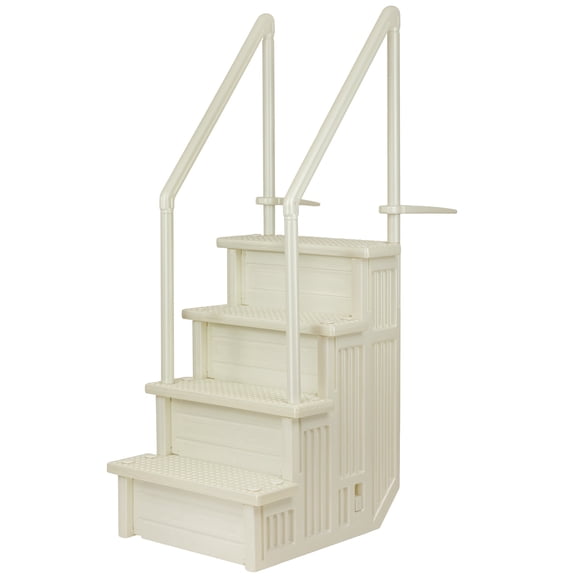 Aqua Select Pearl White White Anti-Slip In-Pool Steps with Pearl White Steps for Above Ground Pools 48-54" H