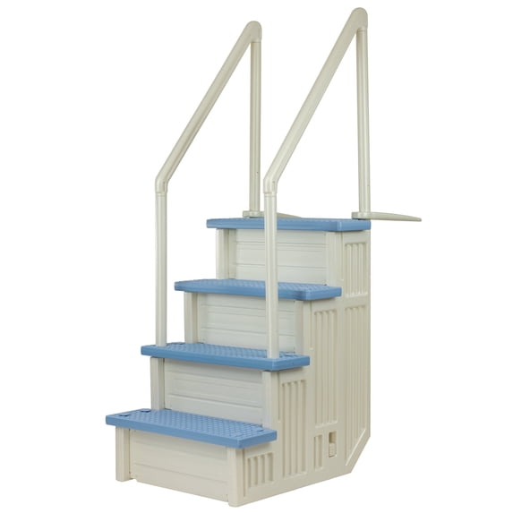 Aqua Select Pearl White White Anti-Slip In-Pool Steps with Tranquil Blue Steps for Above Ground Pools 48-54" H
