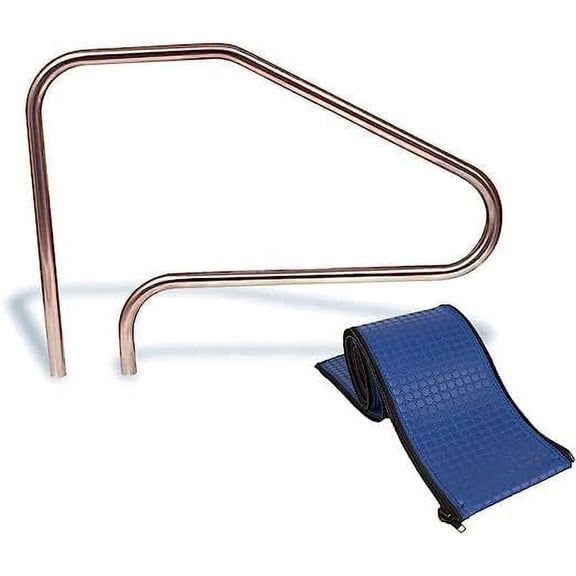 Aqua Select Stainless Steel 50" Handrail with 4' Blue Rail Runner