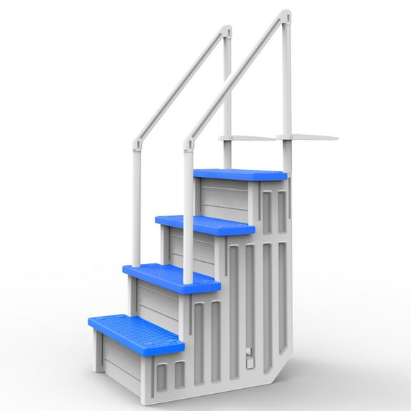 Aqua Select White Anti-Slip In-Pool Steps with Blue Steps for Above Ground Pools 48-54" H