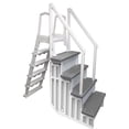 thumbnail image 1 of Aqua Select White Anti-Slip Pool Steps with Gray Steps and White Outside Flip-up Safety Ladder, 48-54"H, 1 of 7