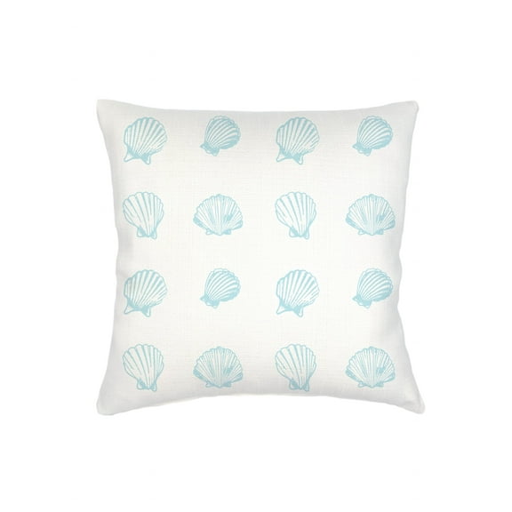Aqua Shell Printed Linen Euro Pillow 26x26 Down Alternative