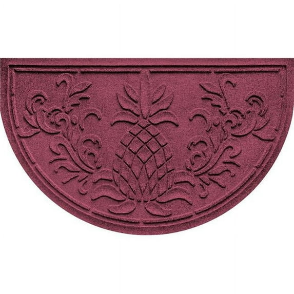 Aqua Shield 20414602439 24 x 39 in. Boca Pineapple Half Round Doormat - Bordeaux