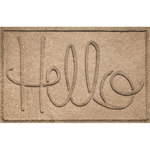 Aqua Shield 20647500023 2 x 3 ft. Simple Hello Doormat - Camel