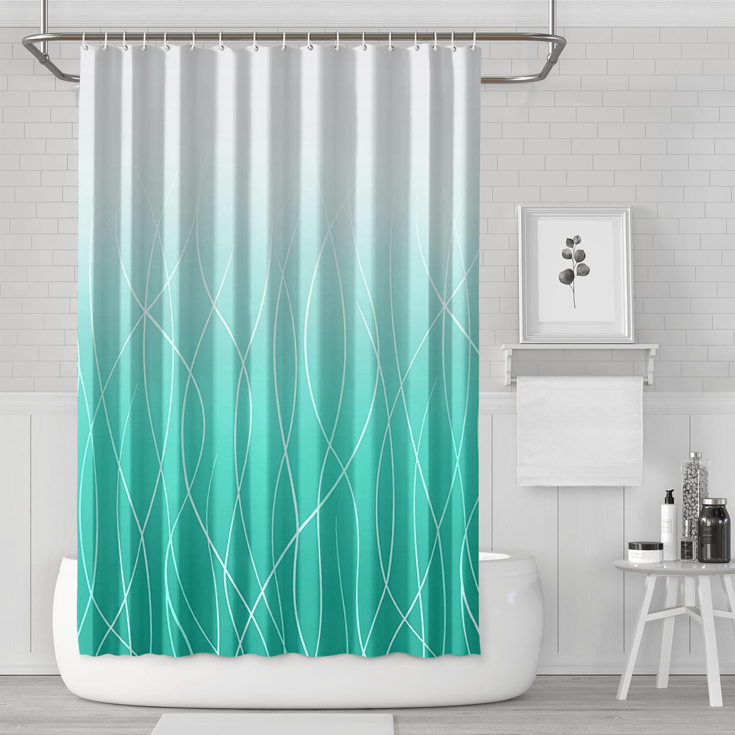 Aqua Shower Curtain with Rings Coastal Decor Bath Ideas Summer Ocean