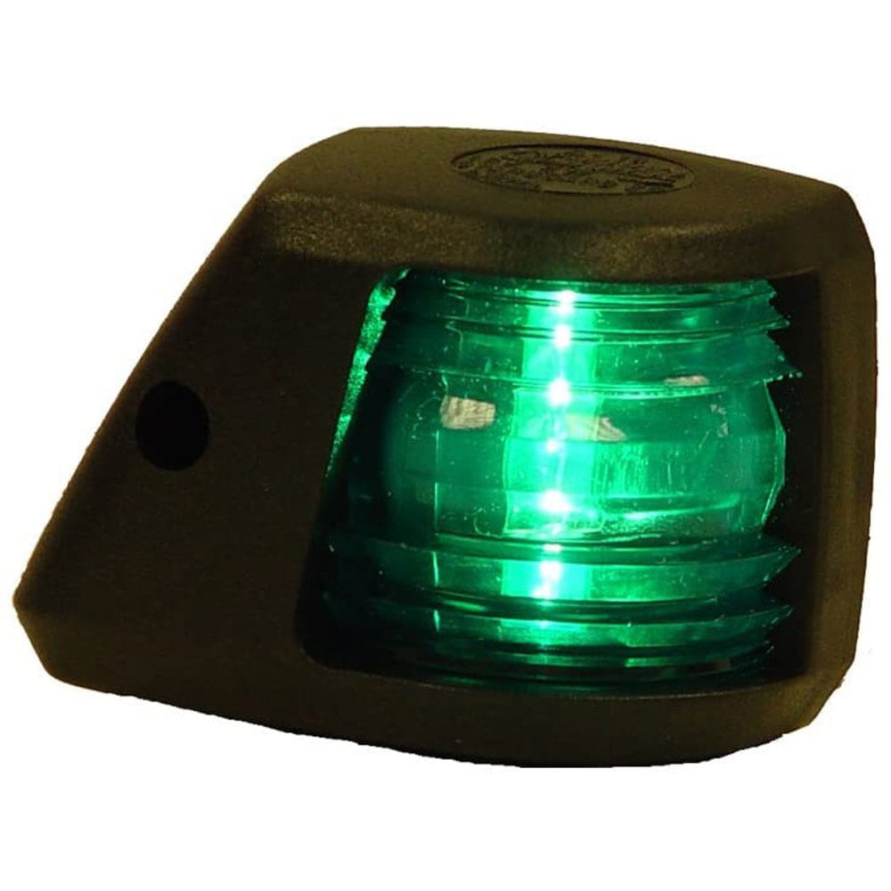 Aqua Signal 20202-7 Series 20 Side-Mount Navigation Light - Starboard (Green) with Black Housing