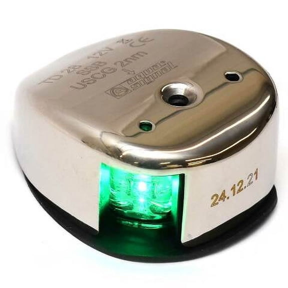 Aqua Signal Boat LED Bow Light 28201-1 | 12VDC Stainless Green
