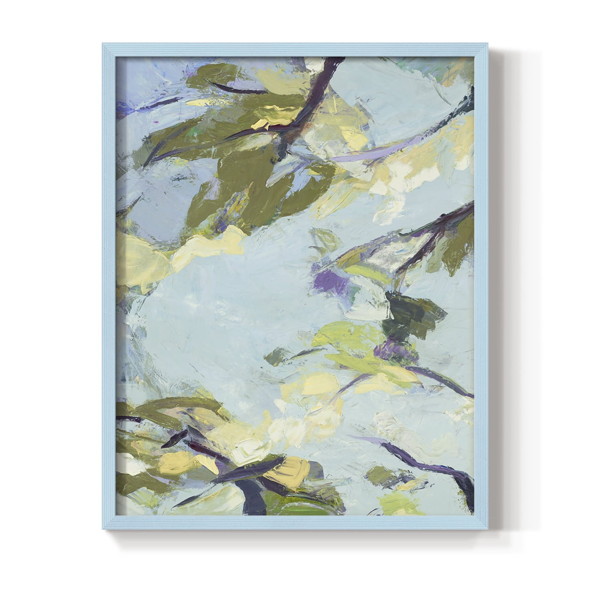 Aqua Sky Framed Print in Blue Solid Wood Framed Print No Nail Hanging
