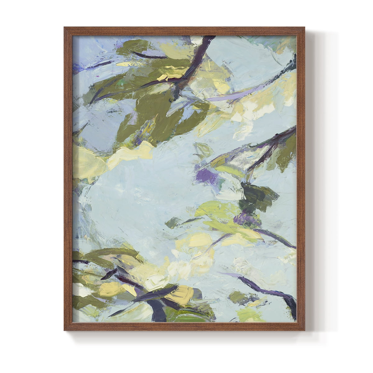 Aqua Sky Framed Print in Brown Solid Wood Framed Print No Nail Hanging