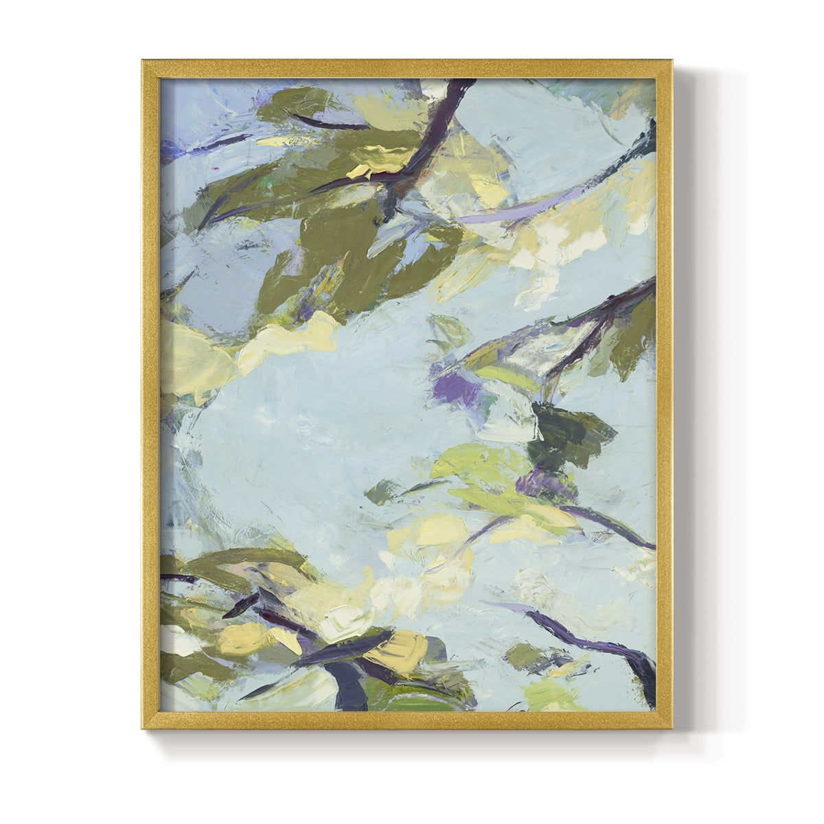 Aqua Sky Framed Print in Gold Solid Wood Framed Print No Nail Hanging
