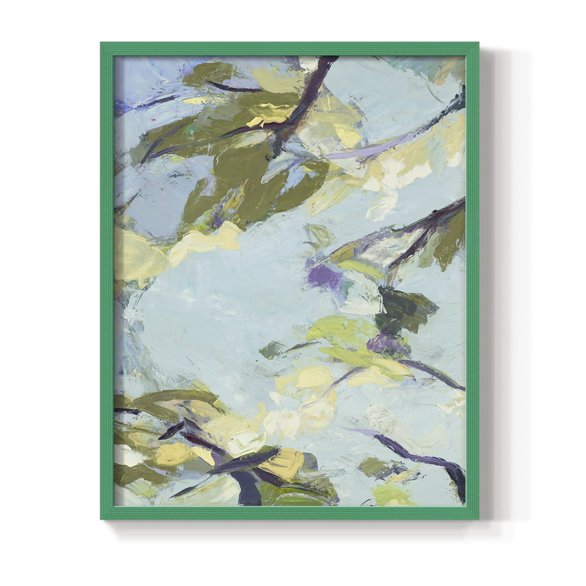 Aqua Sky Framed Print in Green Solid Wood Framed Print No Nail Hanging