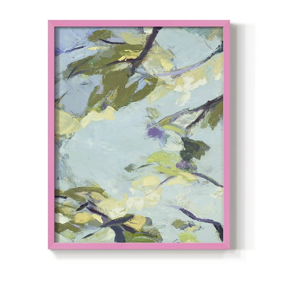 Aqua Sky Framed Print in Pink Solid Wood Framed Print No Nail Hanging