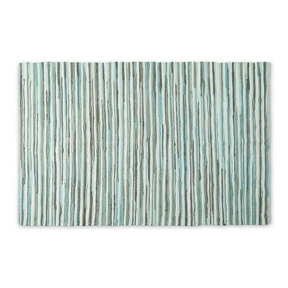 Aqua Slim Stripe Cotton Chindi Rug 4x6Ft