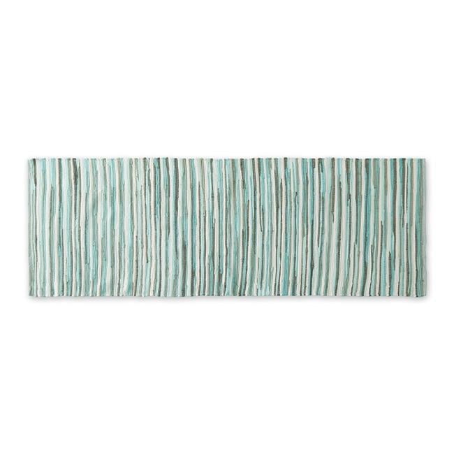 Handmade Blue and White Cotton Stripe Rectangular Rug