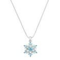 thumbnail image 1 of Aqua Snowflake Pendant Necklace Rhinestone Crystal Rhodium Plated 17 Inch Snake Chain J1166-AQ, 1 of 3