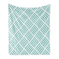 thumbnail image 1 of Aqua Soft Flannel Fleece Blanket, Diagonal Parallel Lines in Different Directions Retro Modern Style Geometrical, Cozy Plush for Indoor and Outdoor Use, 60" x 80", Mint Green White, by Ambesonne, 1 of 6