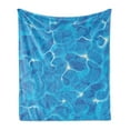 thumbnail image 1 of Aqua Soft Flannel Fleece Blanket, Realistic Vivid Illustration of Water Texture Freshness Ocean Pool Surface Waves, Cozy Plush for Indoor and Outdoor Use, 50" x 70", Blue Aqua White, by Ambesonne, 1 of 5