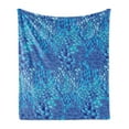 thumbnail image 1 of Aqua Soft Flannel Fleece Throw Blanket, Animal Pattern Inspired by Tropical Fish Skin Scales Hand Drawn Style Spotty, Cozy Plush for Indoor and Outdoor Use, 60" x 80", Violet Blue Aqua, by Ambesonne, 1 of 5