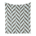 thumbnail image 1 of Aqua Soft Flannel Fleece Throw Blanket, Chevron Zig Zag Triangle Shapes with Sketchy Lines Image Print, Cozy Plush for Indoor and Outdoor Use, 50" x 70", Sky Blue and Brown, by Ambesonne, 1 of 6