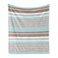 thumbnail image 1 of Aqua Soft Flannel Fleece Throw Blanket, Horizontal Stripes Lines Vintage Grunge Style Ocean Seem Pattern Image, Cozy Plush for Indoor and Outdoor Use, 50" x 70", Seafoam Umber and White, by Ambesonne, 1 of 5