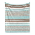 thumbnail image 1 of Aqua Soft Flannel Fleece Throw Blanket, Horizontal Stripes Lines Vintage Grunge Style Ocean Seem Pattern Image, Cozy Plush for Indoor and Outdoor Use, 70" x 90", Seafoam Umber and White, by Ambesonne, 1 of 5