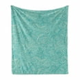 thumbnail image 1 of Aqua Soft Flannel Fleece Throw Blanket, Vintage Botanic Nature Leaves Veins Swirls Ivy Mosaic Inspired Image Print, Cozy Plush for Indoor and Outdoor Use, 60" x 80", Turquoise and White, by Ambesonne, 1 of 6