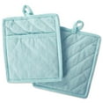 thumbnail image 1 of Aqua Solid Chambray Pot Holder Set of 2, 1 of 1