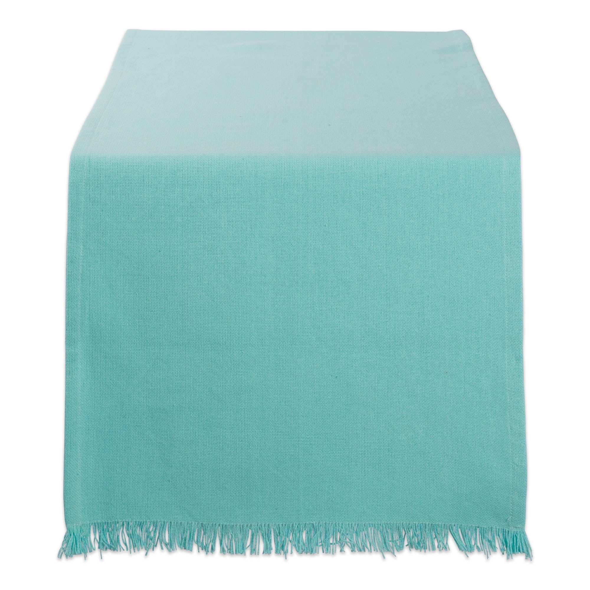Aqua Heavyweight Cotton Fringed 14x72" Table Runner