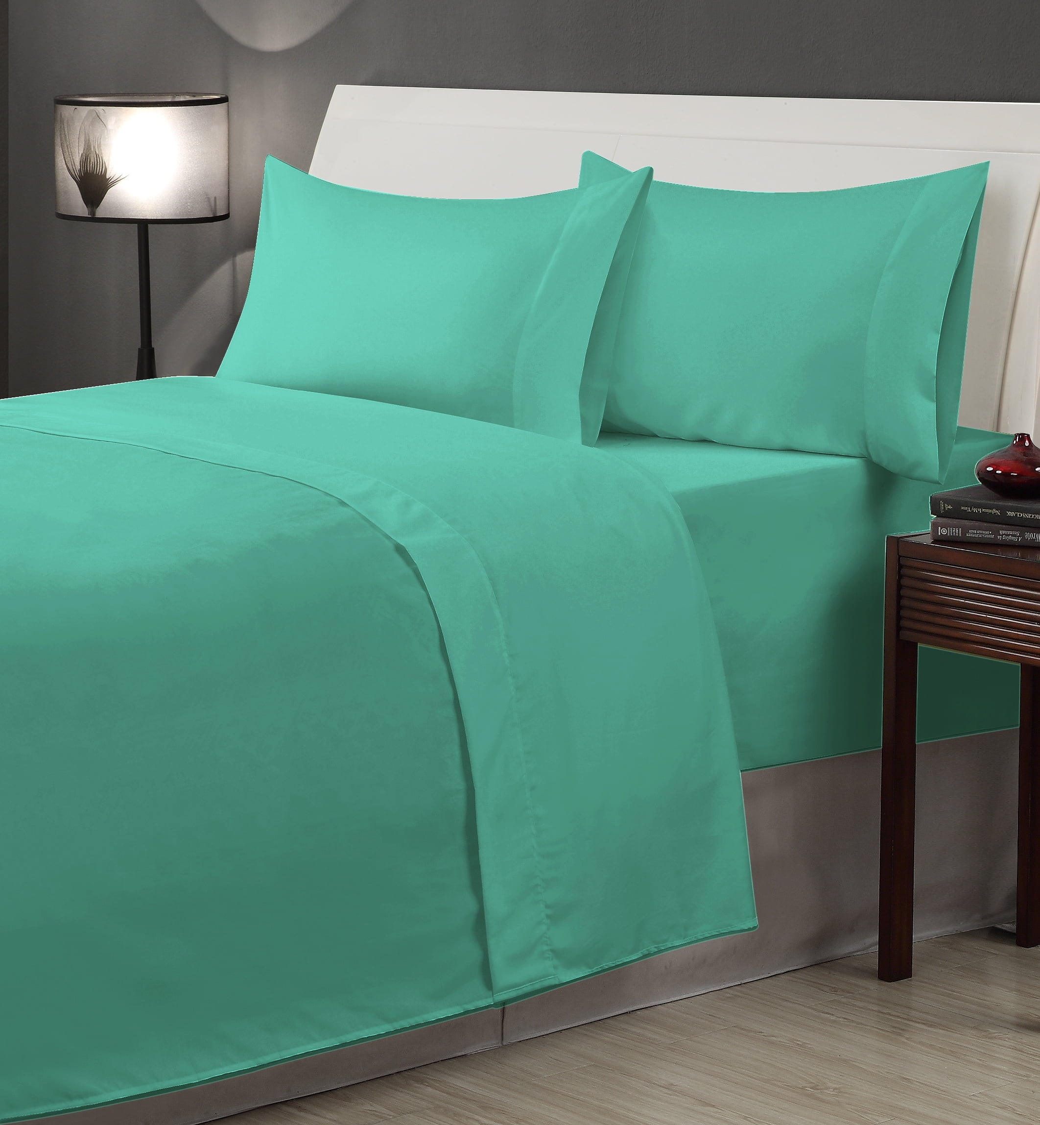 Aqua Solid Sheet Set Queen Blue