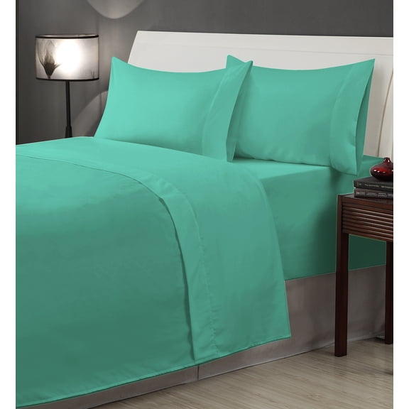 Aqua Solid Sheet Set Queen Blue