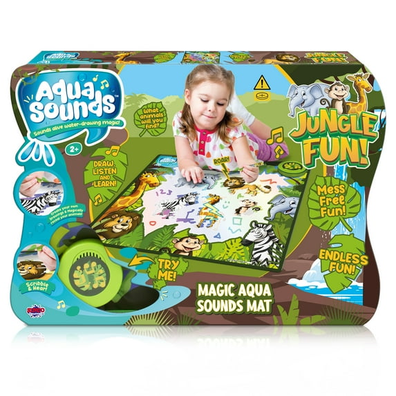 Aqua Sounds Magic Mat: Jungle Adventure - Water Drawing, Character & Scene Reveal, Makes Sounds While You Scribble, Chunky Water Pen, Kids Ages 2+