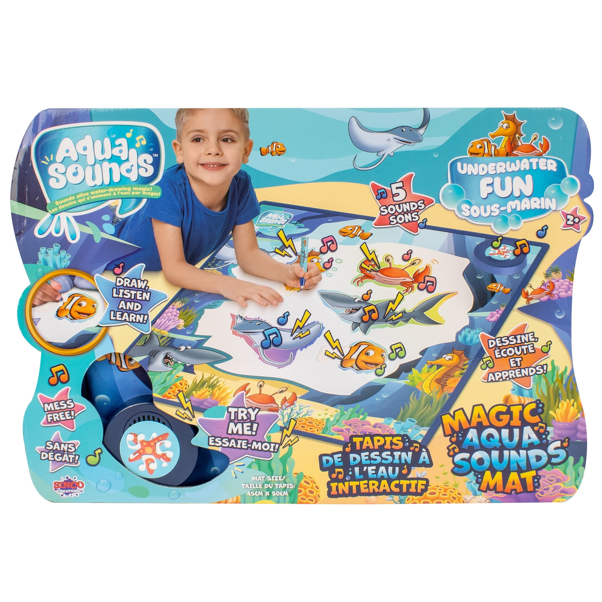Aqua Sounds Magic Mat: Under The Sea Fantasy - Water Drawing, Character & Scene Reveal, Makes Sounds While You Scribble, Chunky Water Pen, Kid Age 2+