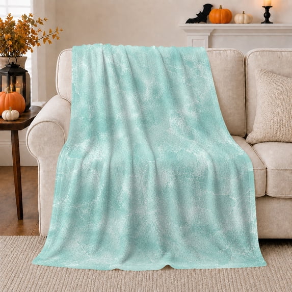 Aqua Speckled Abstract Texture with Soft Watercolor Wash, Calming Coastal Motif for Ocean Lovers, Housewarming Gift, Cozy Flannel Blanket for Beach House and Sunroom, Coastal Home Decor