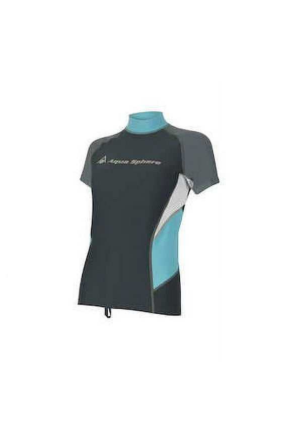 Amy Grey/Teal Womens Short Sleeve Rashguard Shirt Size Small