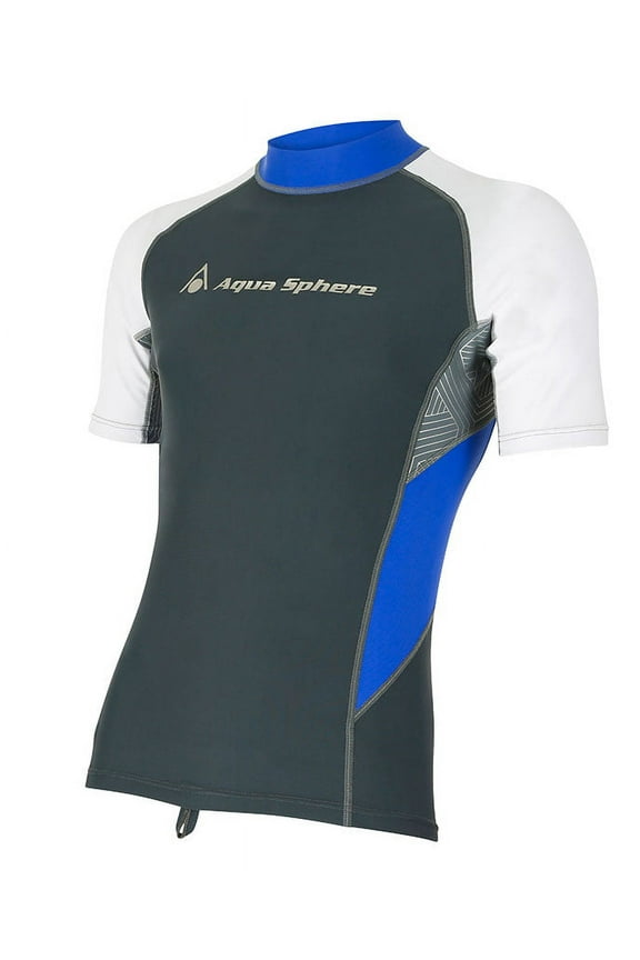 Blaze Mens Grey/Blue Short Sleeve Rash Guard Shirt Size Medium