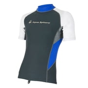Aqua Sphere Blaze Mens Grey/Blue Short Sleeve Rash Guard Shirt Size Small
