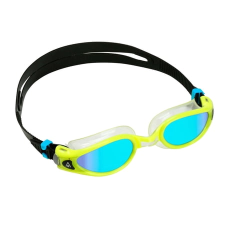 Aqua Sphere Kaiman EXO Blue Titanium Mirror Swim Goggles, Yellow/Transparent, 192810